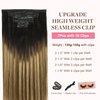 GOO GOO Clip in Hair Extensions Real Human Hair, 18inch 130g 7Pcs, 2/6/18 Balayage Brown to Dirty Blonde, Remy Human Hair Extensions Clip ins for Women, Natural Human Hair