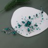 Teyglen Bridal Wedding Gold Silver Dainty Hair Combs Green Rhinestones Crystal Side Hair Comb Flower Crystal Bride Hair Accessories for Women and Girls (Silver Green)
