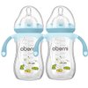 Oberni Baby Bottles, Weighted Straw Toddler Milk Bottles with Non-Slip Handle, Size + Variable Fast Flow, 12+ Months, BPA-Free, Blue/2Pack/9oz