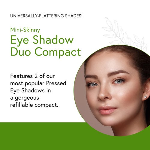 Honeybee Gardens Mini Skinny Duo Eye Shadow Compact in Canterbury and Cameo, Longlasting, Refillable & Customizable, Vegan, 26mm Pans