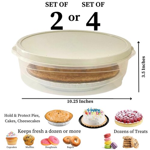 Evelots Set of 2 Pie Keepers-Clear Plastic Food Storage Containers-Holds 10 Inch Cakes, Pies, Pastries