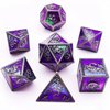 HAOMEJA Dungeons and Dragons Dice DND Dice Set D and D Dice Metal 6 Sided Polyhedral Dice for Pathfinder MTG Board Games Roll Playing Dice D&D Dice Set D20 D12 D10 D8 D6 D4 (Silver Blue Purple)
