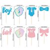 Gyufise 24 Pack Boy or Girl Cupcake Toppers Glitter Onesie Jumpsuit Footprint Bow Tie Cupcake Picks Baby Shower Kids Birthday Gender Reveal Party Cake Decorations Supplies