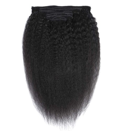 Clip in Hair Extensions Kinky Straight Wavy Hair 100% Unprocessed Human Hair Full Head Yaki Thick End 8 Pieces/Lot 135g with 18 Clips (22")