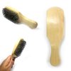 2 Men Hair Brush Boar Bristle Beard Mustache Comb Military Hard Wood Handle Palm
