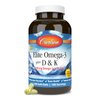 Carlson - Elite Omega-3 Plus D & K, 700 mg Omega-3s + D3 & K2, Function, Bone Health & Immune Support, Lemon, 180 Softgels