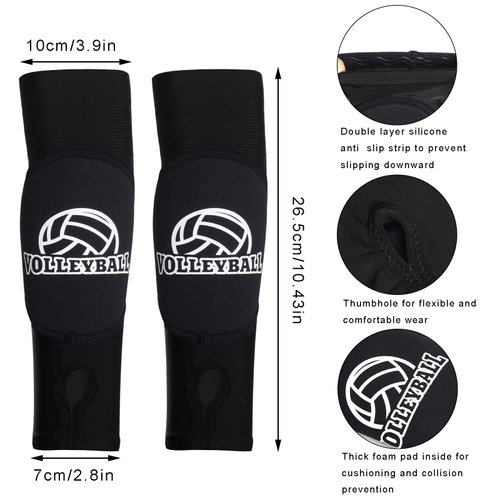 Topbuti 4 Pcs Volleyball Accessories Volleyball Knee Pads Volleyball Arm Sleeves Protection Volleyball Headband Drawstring Bag for Women Girls Youth Teens Training