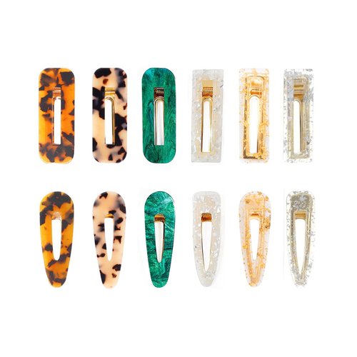 Doromy 12 Packs Acrylic Resin Hair Clips Set Hollow Geometric Alligator Hair Clip Hair Pins Cute ...