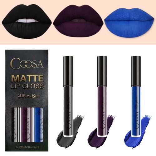 COOSA 3Pcs Matte Liquid Lipstick Set, Long Lasting Smudge Proof Lip Gloss, Waterproof Lip Stain, Gift Set for Women