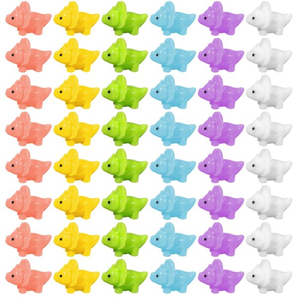 Liliful 48 Pcs Mini Resin Dinosaur Figures Small Dinosaur Tiny Dinosaur for Mini Garden Micro Landscape Aquarium Home Decoration Dinosaur Outdoor Party Favors (Classic)