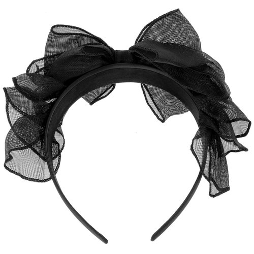 minkissy Knotted Hair Band Black Knotted Headband Lace Bow Headband, Lace Bowknot Hair Bands 80s Fancy Dress Costume Accessories Lace Headband for Women Girls Black Headband Lace Cosplay Headdress