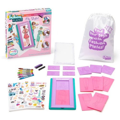 Fashion Plates My Style – Girls Fashion, Mix-and-Match Drawing Kit, Arts and Crafts, Coloring, Art Supplies, Craft Supplies, Stencils, Crayons Included, Create Your Own Fashion Designs, Ages 6+