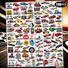 110 PCS Race Car Temporary Tattoos Sticker Racing Pit Crew Checkered Flag Race Car Birthday Party Decorations Favors Supplies Gifts Boys Girls Cute Fake Tattoo School Prizes Carnival Theme