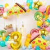 7pcs Pizza Balloons, Pizza Birthday Number Mylar Foil Balloon Pizza Slice Party Supplies Pizzaria Birthday Decorations (3rd)