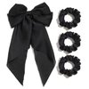 Satin Giant Hair Bow French Barrette Hair Clip Women Hair Accessory (Black)