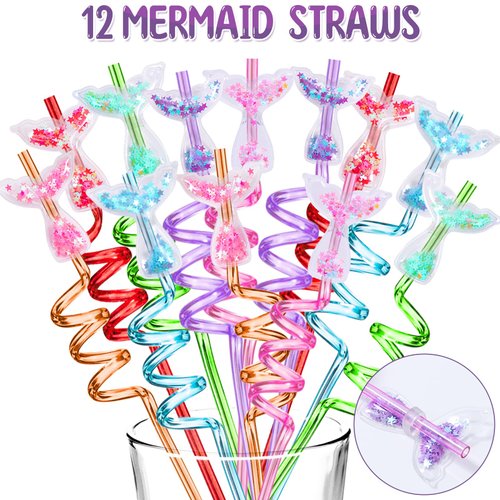 KELENO 98 Mermaid Party Favors for Girls Birthday Supplies Straw Bubble Wand Slap Bracelet Keychain Sticker Toy Gift Prize Goodie Bags Stuffers Kids Decorations Mermaid Birthday Party Favors