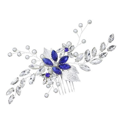 Wedding Hair Comb Banquet Blue Rhinestone Hair Accessories Something Blue for Brides Hair Clip for Bridesmaid and Women Girls