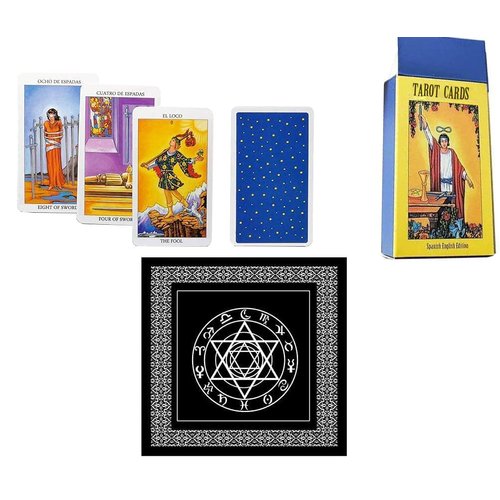 VOVCIG Tarot Cards,Baraja de Tarot,English Spanish Bilingual Tarot Cards,Tarot Cards with Guide Book and Tarot Special Tablecloth…