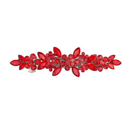 Red Austrian Hair Barrettes, Sparkly Zircon Crystal Hair Clips French Dedign Bridal Fashion Bling Rhinestons Hairpins, Wedding Hairgrip Hair Headwear Accessories for Women Girls Bride Bridesm (Type D)
