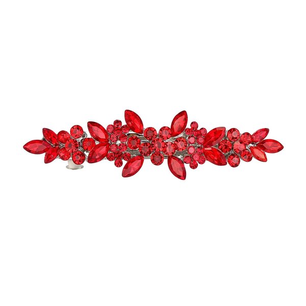 Red Austrian Hair Barrettes, Sparkly Zircon Crystal Hair Clips French Dedign Bridal Fashion Bling Rhinestons Hairpins, Wedding Hairgrip Hair Headwear Accessories for Women Girls Bride Bridesm (Type D)