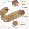 Balayage Remy Hair Extensions Clip in 20Inch 100g Golden Blonde Mixed Bleach Blonde Highlight Lace Weft Clip in Human Hair Extensions Double Weft 4pcs Thick Highlighted Extensions Clip on