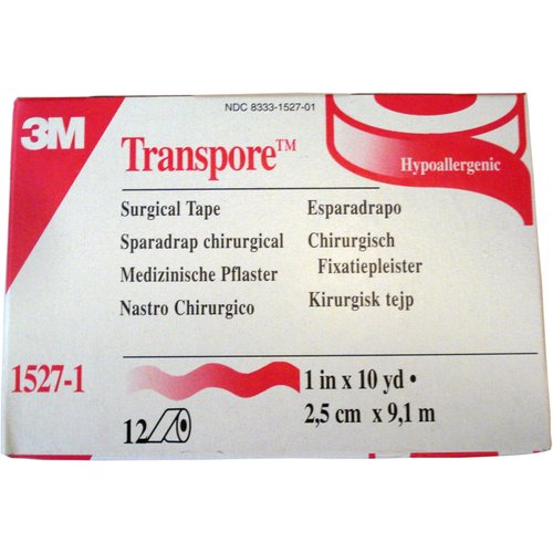Transpore Surgical Tape by the Box, 1" (Box of 12 Rolls)