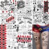 VANTATY 5 Sheets 3D Halloween Temporary Tattoos For Women Girls Adults, HQ Fake Tattoo Stickers Halloowen Costume Makeup Kit, Gothic Damaged Joker Tattoo Halloween Face Decals Prison Prisoner Inmate
