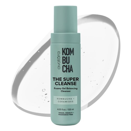 Avatara - Kombucha The Super Cleanse Face Wash, Natural Skin-Balancing Facial Cleanser, Face Cleanser with Hyaluronic Acid and Chicory Root, Skincare for Boys, Girls & Teens 4.05 fl. Oz.