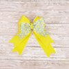 Yellow & White Equestrian Hair Bows-Available on French Barrette, Alligator Clip, Ponytail Elastic (Pair of Bows 6" Tail Alligator Clip) (French Barrette)