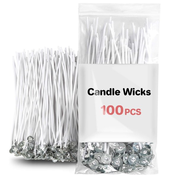 100PCS Candle Wicks for Candle Making - MAQIHAN mechas para velas 6 Inch White Candle Wick Thick Cotton Candle Wicks Soy Wax Beewax Candle Making DIY Candle String pabilos