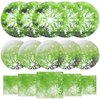 YY 150 Christmas Paper Plates and Napkins Set Green Snowflake 9in Dinner Plates, 13in Paper Napkins, 7in Dessert Plates Disposable Dinnerware Watercolor Snow Crystal Christmas Party Supplies