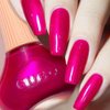COSMOO Hot Pink Nail Polish, 12ml Quick Dry Nail Lacquer, Super Lustrous Nail Enamel Polish, Shimmer Iridescent Ultrachrome Nail Art Varnish, 0.41 fl oz