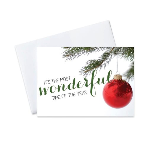 Christmas Cards for Business & Family (Most Wonderful Time Of Year) Bulk Greeting Card Set Pack of 25 Christmas Cards with Envelopes (5x7 inch - A7) Great for Office, Work, Employees & Clients H1504