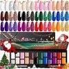ABAC Christmas Color Solid Gel Polish Set 24 color,Hema-free Holiday Gift Gel Polish Kit,Christmas Nail Kit with Double-Ended Nail Art Brush Soak Off LED Nail Kit Manicure DIY Home