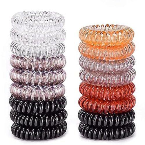 Kusport 17 Hair Wrap Stretch Anti-Wrinkle Spiral Hairband Headband Multicolor Waterproof Phone Cord Curling Accessories
