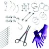 38-Piece Professional Piercing Kit - Lip, Nipple, Replacement Shaft Belly, Eyebrow, Tongue, Ear Piercing Jewelry - Needles, Gloves and Tools Included