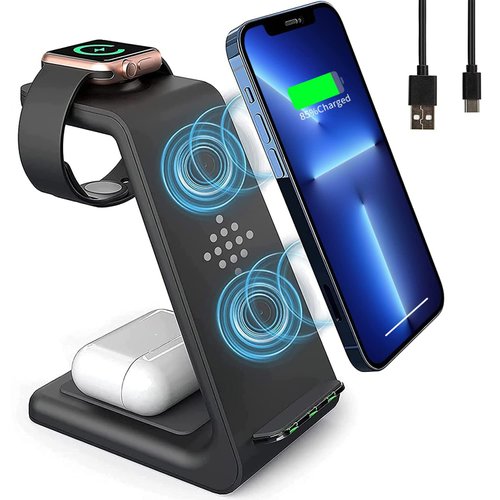 3 in 1 Wireless Charger, Watch Charger for Watch 6/SE/5/4/3/2, Charging Station for Multiple Devices for pods Pro/2/Phone 13/13 Pro/13 Pro Max/12/12 Pro/12 Pro Max/11/SE/X/XR/XS/8 Plus