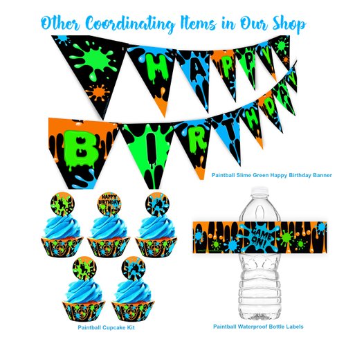 Slime Green Happy Birthday Banner Pennant - Slime Party Decorations - Art Party Supplies - Slime Party Supplies - Green