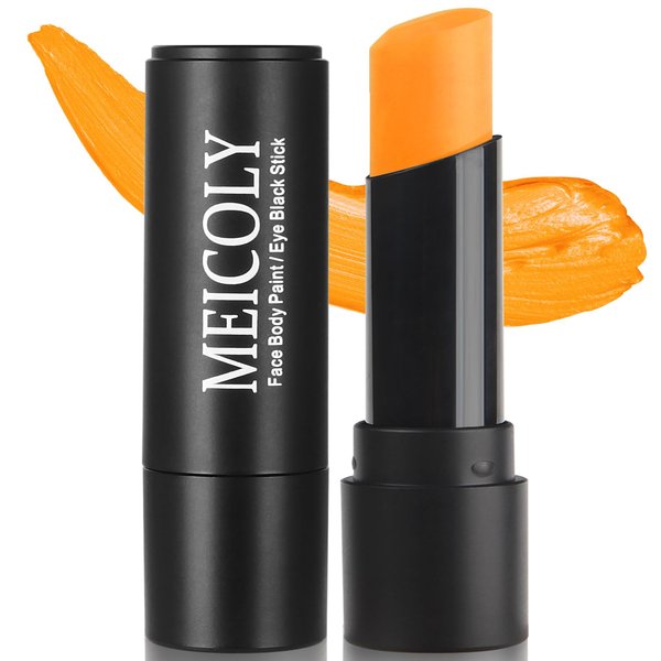 MEICOLY Orange Face Body Paint Stick,Face Paint for Halloween Pumpkin Tiger Lion SFX Cosplay Makeup,Cream Body Paint for Adults Kids,Orange Eye Black Stick for Baseball/Softball/Football/Lacrosse