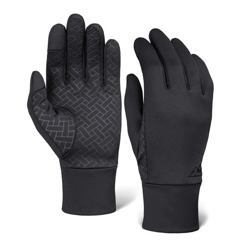 Tough Outdoors Running Gloves with Touch Screen - Winter Glove Liners for Texting, Cycling - Thin & Lightweight Cold Weather Thermal Gloves Black