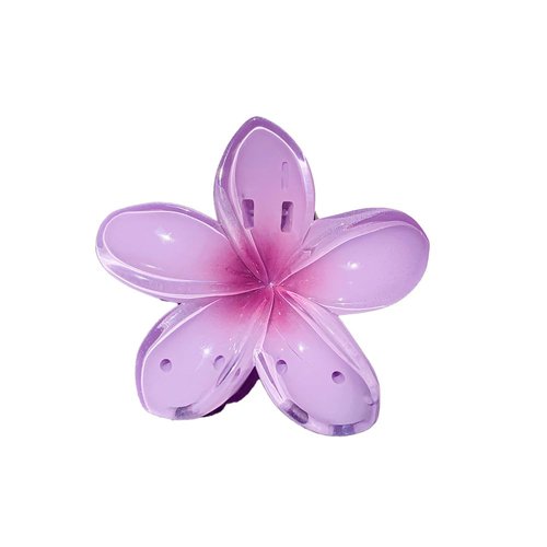 3.2" x 3" Plumeria Shape Hair Claw Clip Vivid Floral Non-Slip Hair Accessories for Thin Hair Women Girls, Purple