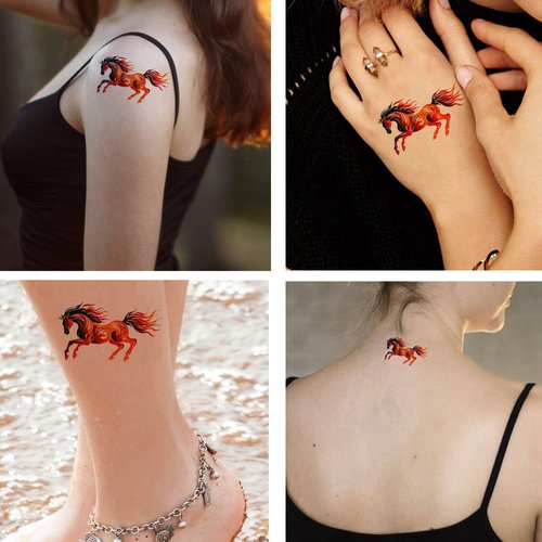 Dopetattoo 6 Sheets Temporary Tattoo Horse Tattoo Fake Tattoos for Women Men Girls Hand Tattoo
