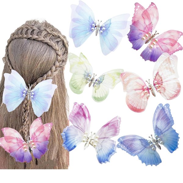 Gradient Butterfly Hair Clips Set - Multi-color Cute Hair Accessories for Girls (6PCS)