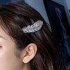 YienDoo Crystal Feather Hair Clip Barrette Silver Sparkling Rhinestone Feather Hairpin Barrette Non-Slip Elegant Duckbill Clip Bridal Barrettes Head Clip Wedding Headwear Accessories for Women Girls