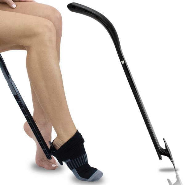 Vive Sock Aid Device for Seniors, Elderly - Easy Off Helper Removal Stick for After Surgery - Compression Assist with Rubber Handle, Independent Living Aid, Compact for Travel