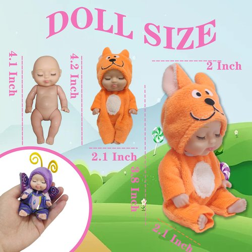 NILISWIEST Mini Rebirth Doll, Gift Box Miniature Doll, Toys for Kids Over 3 Years Old (Style D)