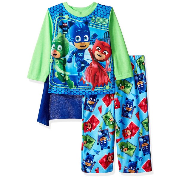 PJ Masks Toddler Boys Long Sleeve Pajamas with Cape (5T, Blue/Green)