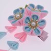 Women Girl Kimono Traditional Tsumami Kanzashi Hair Clip Japanese Asian Wedding Hair Tie Flower Hairpin Accessories Headwear (Blue)