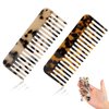 Mini Cellulose Wide Tooth Comb,2 Pack Portable Hair Detangling Comb Small Leopard Purse Comb No Handle Pocket Size Tortoise Hair Comb for Thick Curly Wavy Wet and Dry Hair