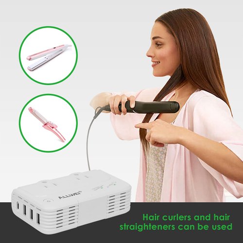 ALLWEI International Travel Adapter 220V to 110V Power Voltage Converter for Hair Straightener/Curling Iron, Universal Power Plug Adapter UK, US, AU, EU, IT, India (White)